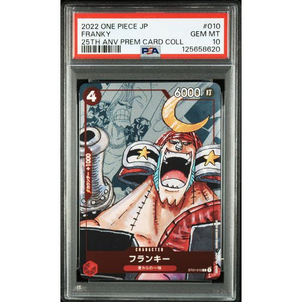 Carte One Piece PSA 10 GEM MINT - 2022 ONE PIECE JAPANESE 25TH ANNIVERSARY PREMIUM CARD COLLECTION 010 FRANKY – japonais | JapanResell